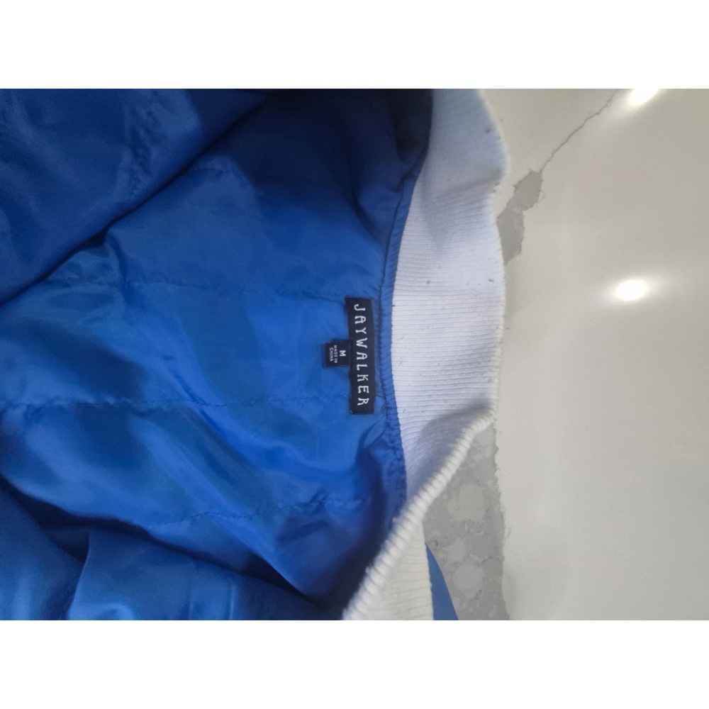 Jaywalker‎ Mens Blue Satin Tiger Embroidered Bomber Jacket Varsity Zip Up Size M - Picture 8 of 16